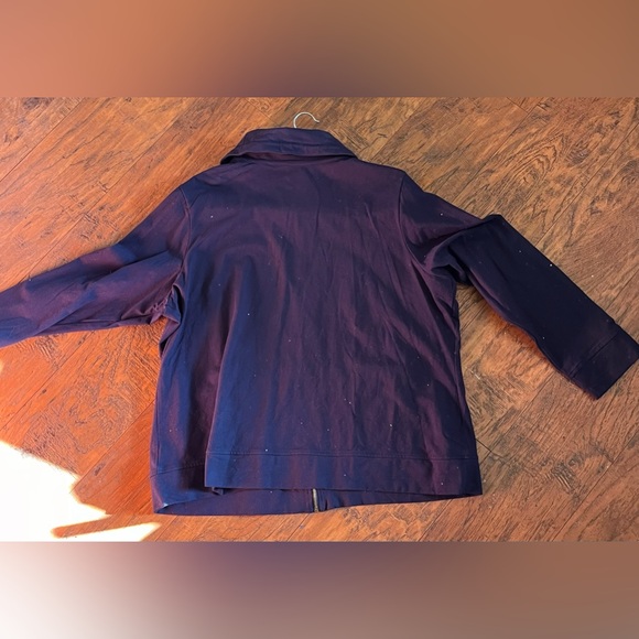 NWT Sweatshirt Jacket Full Zip Blue Fold Collar Pockets Cotton Blend Plus Sz 3xl - Picture 9 of 12